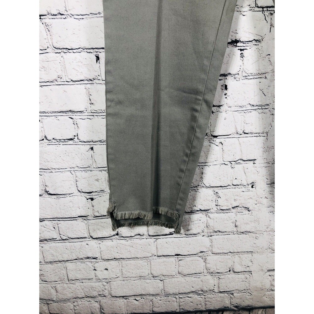 NIC+ZOE Women Frayed Hem Ankle Pants Olive Green Stretch Size 14 - Picture 3 of 5